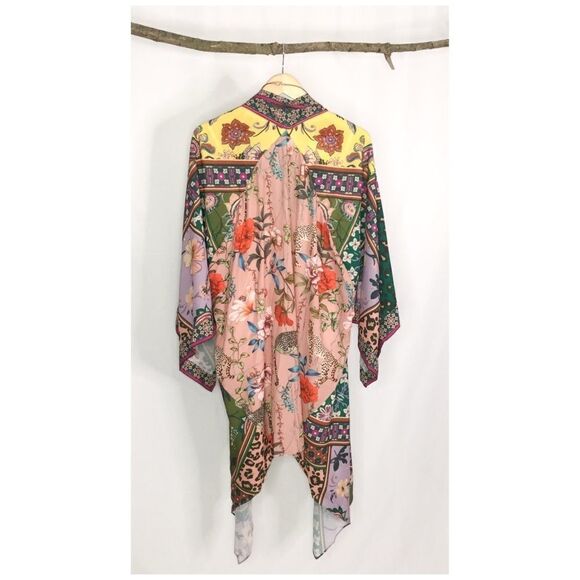 𝅺MIXED Scarf Print Angel Sleeve Open Front Kimono - Picture 10 of 10